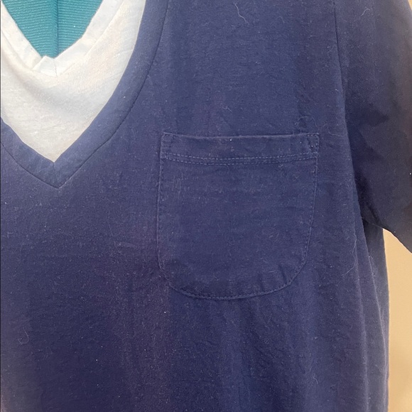 Woman Within Navy and White Layered Short Sleeve Tee 18/20 - Picture 3 of 8